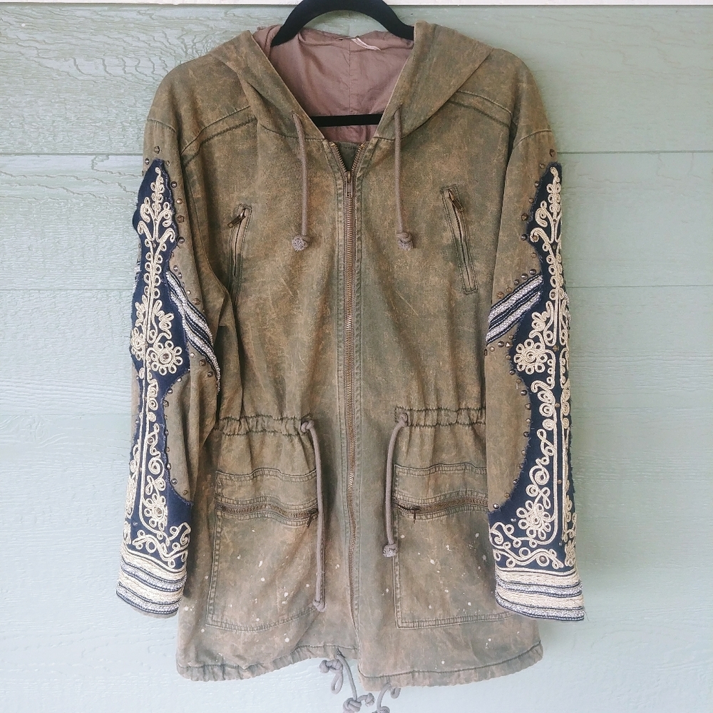 Free People Military Jacket Oversized Golden Quill